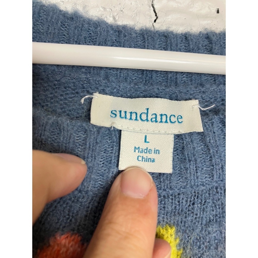 Sundance Sweater Women Large Blue Excellent Fair Isle Wool Alpaca‎ Blend Knit - Picture 3 of 5